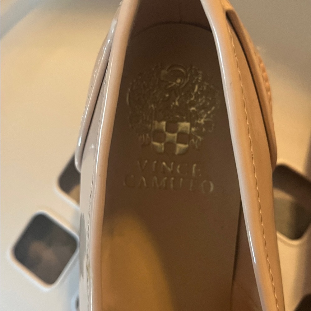 Vince Camuto Blush Patent Loafers with Gold Bit - Picture 2 of 3